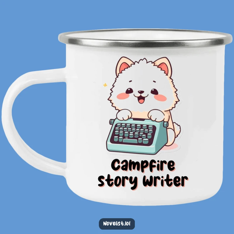 Funny Campfire Writer Mug: Fluffy Animal Typing Tales, Rugged Funny Gift