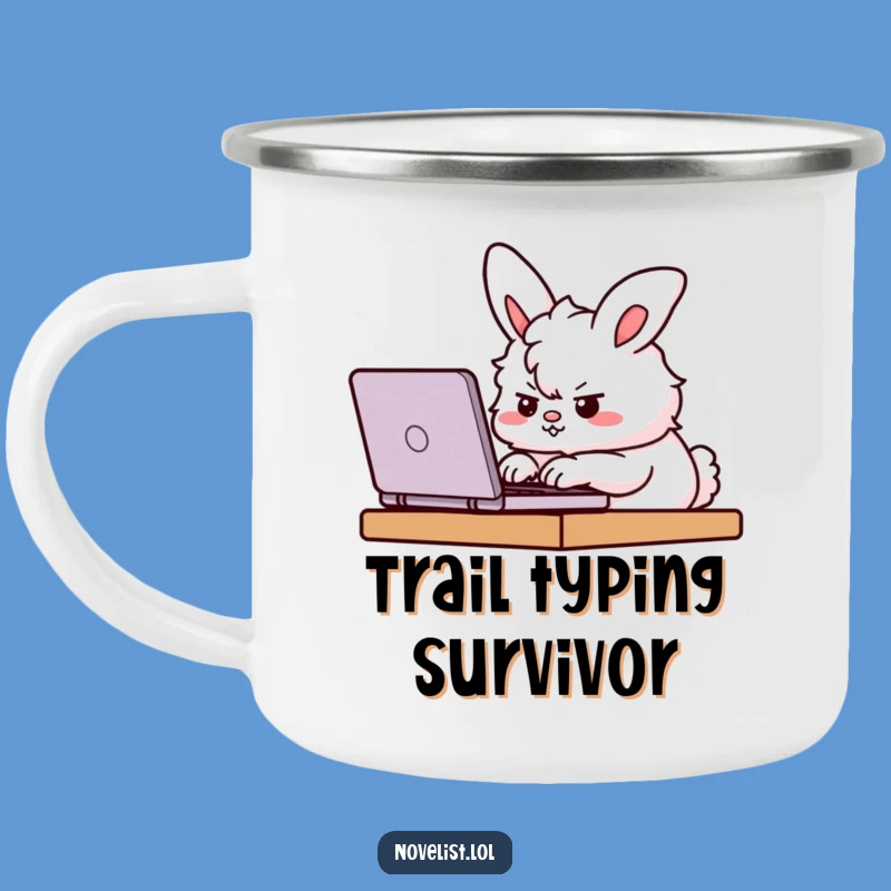 Funny Determined Camping Mug - Enamel Bunny Drinkware, Outdoor Funny Gift