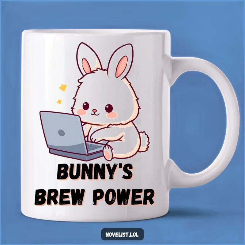 Funny Rabbit Coder Mug: Cute Fluffy Character Typing - Hilarious Tech Gift Idea