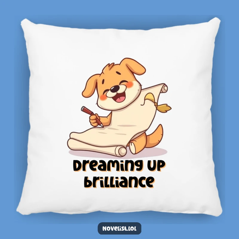 Funny Dog Scribe Pillow - Giggling Pup's Creative Comfort Accent