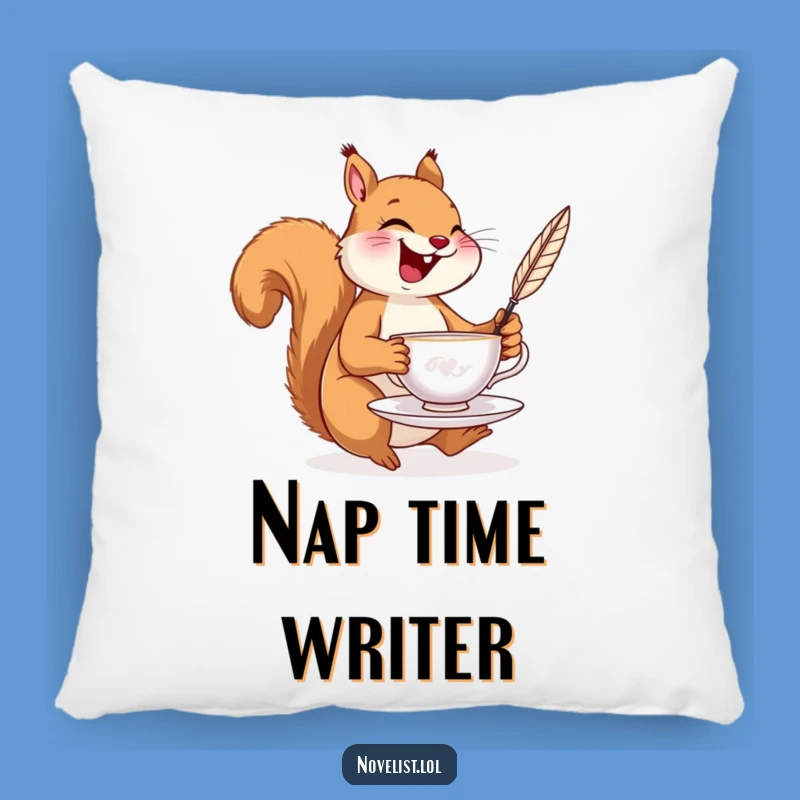 Funny Squirrel Tea Pillow: Snuggle Up with Nutty Joy!