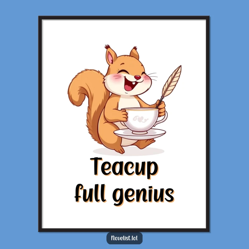 Funny Squirrel Tea Digital Art: Bring Nutty Humor to Your Space!