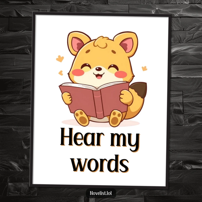 Funny digital art print of a lively animal reading a book aloud with gestures, perfect for dramatic decor, a great funny gift.
