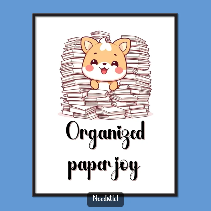Funny Productivity Art Print: Animal Happy with Paper, Instant Funny Gift