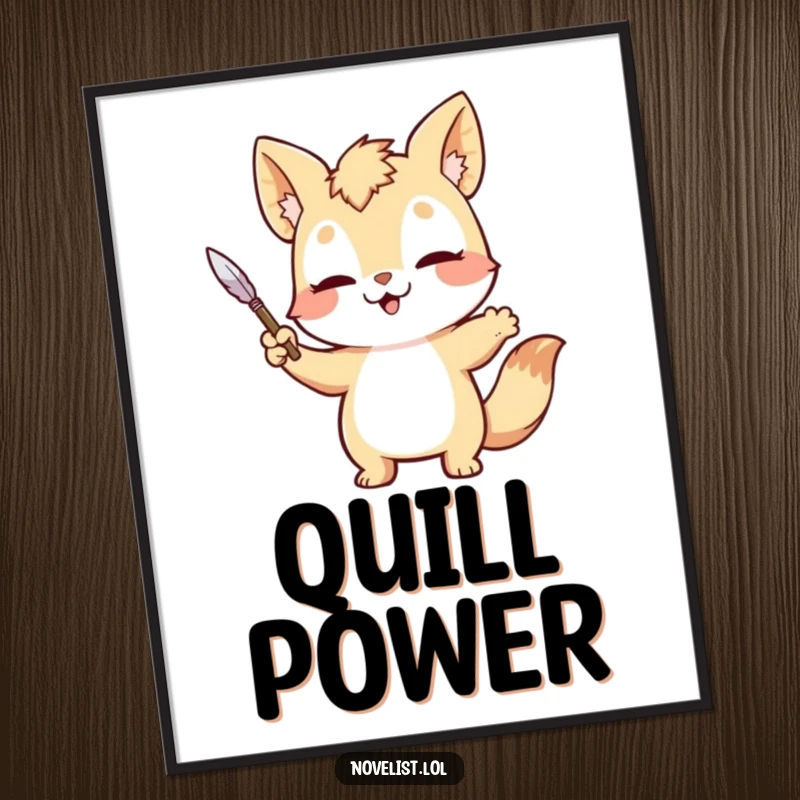 Funny Digital Art Print: Animal dramatically gesturing with a quill pen, conveying passion for writing.