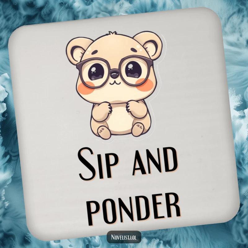 Funny Drink Coasters: Spectacled animal contemplating a word, offering intellectual charm and surface protection.
