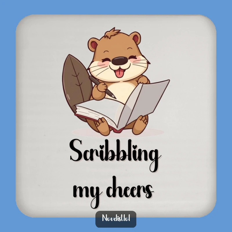 Funny Busy Beaver Scribe Coaster: Protect Surfaces While You Create