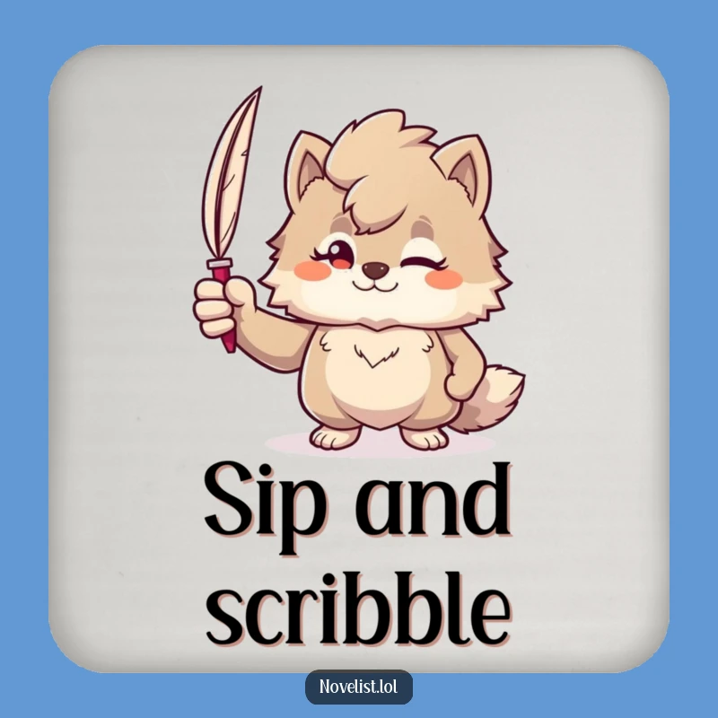 Funny Confident Scribe Coaster - Protect Your Desk with Literary Flair!