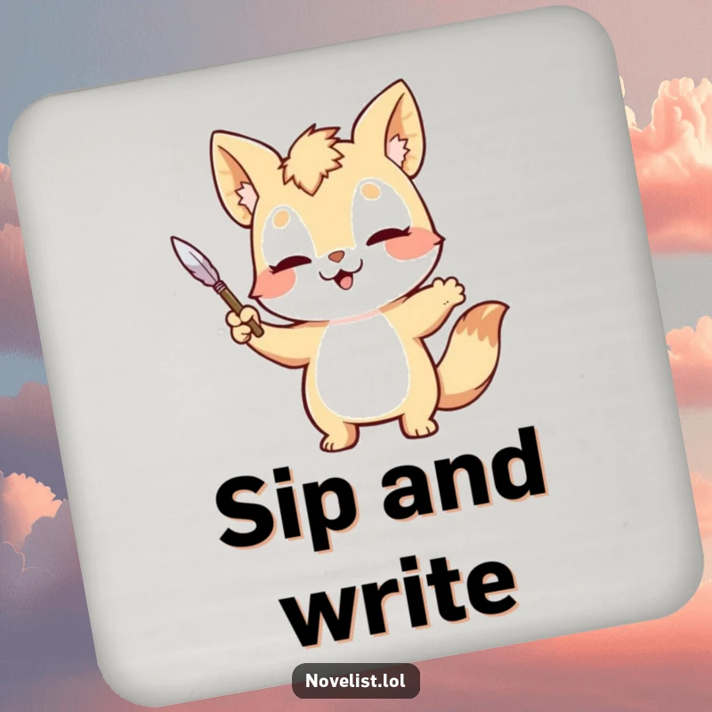 Funny Drink Coasters: Animal dramatically gesturing with a quill pen, offering literary charm and surface protection.