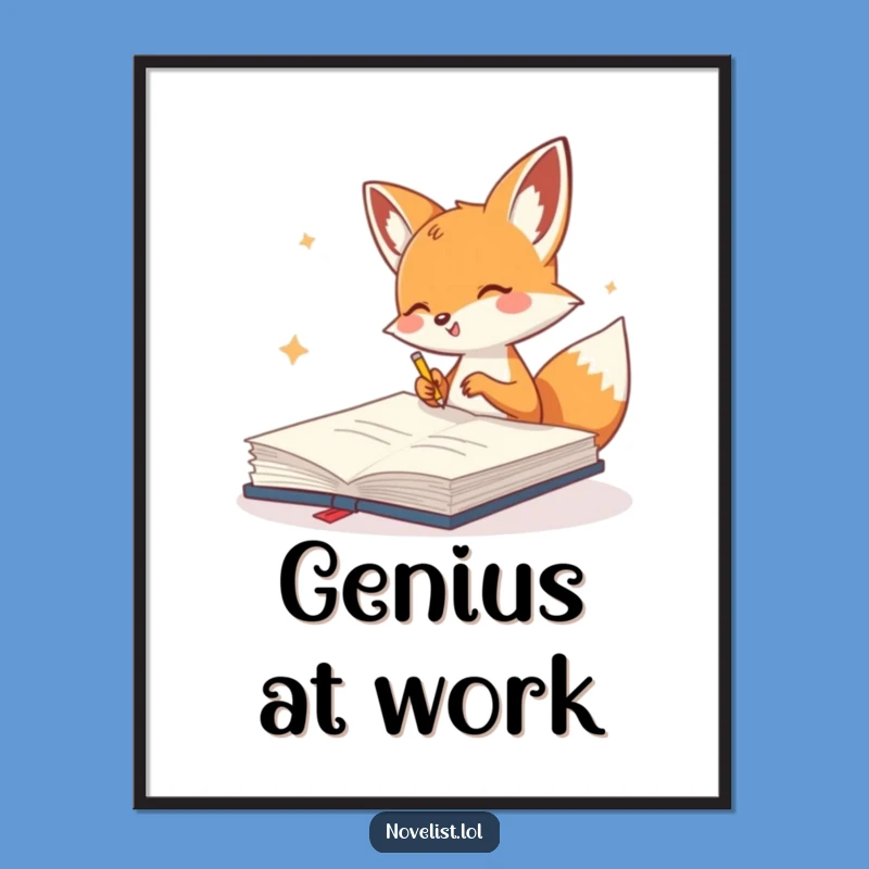 Funny Creative Poster - Fox Scribbling Art, Amusing Wall Decor Funny Gift