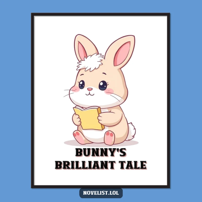 Funny Thoughtful Bunny Manuscript Poster: Literary Wall Art for Your Study