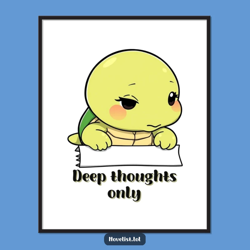 Funny Turtle Blank Page Poster - Contemplative Character Wall Art Gift