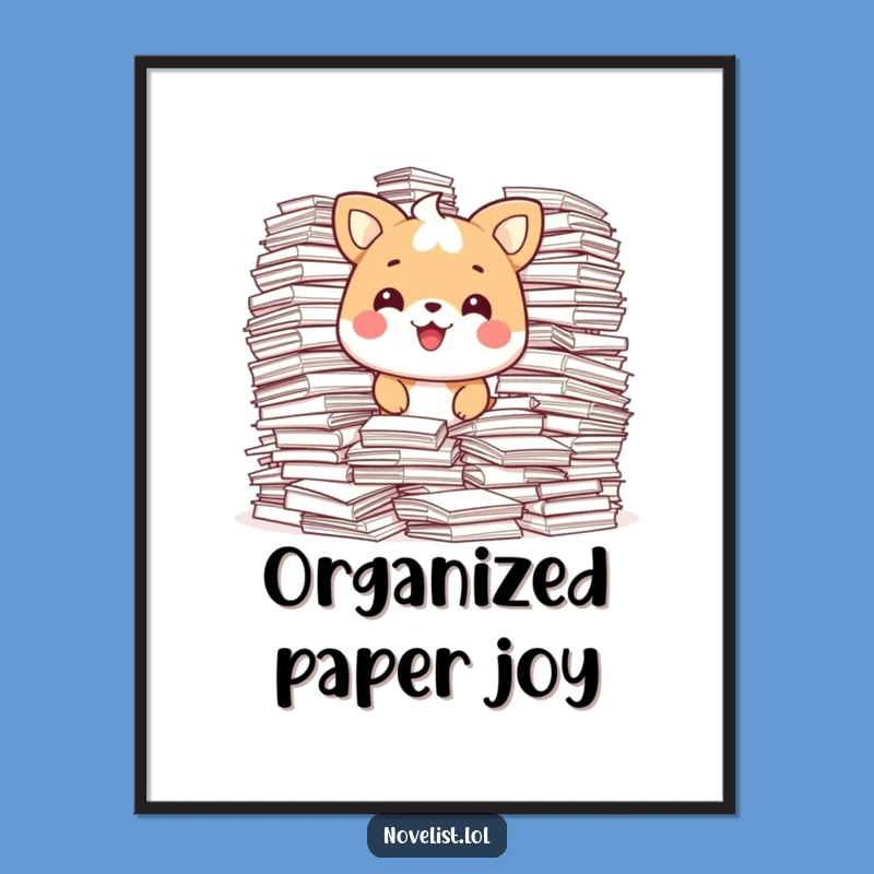 Funny Productivity Poster: Animal Happy with Paper, Inspiring Funny Gift