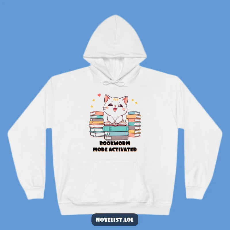 Funny Cat Book Lover Hoodie - Cozy Excitable Feline Reader Sweatshirt Gift