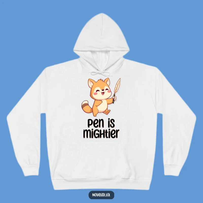 Funny Storyteller Hoodie: Dramatic animal with quill, cozy gift for authors.