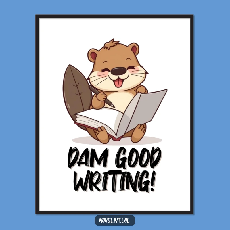 Funny Free Printable Wall Art: Busy Beaver Writing, Whimsical Study Decor