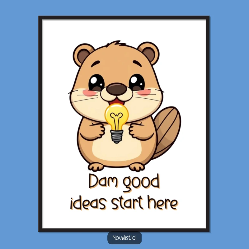 Free Printable Wall Art: Beaver Lightbulb Idea, Funny Downloadable Art Decor