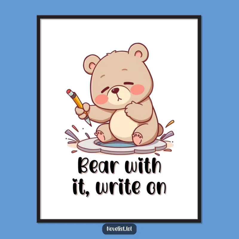 Free Printable Wall Art: Clumsy Bear Plot Hole, Funny Downloadable Art