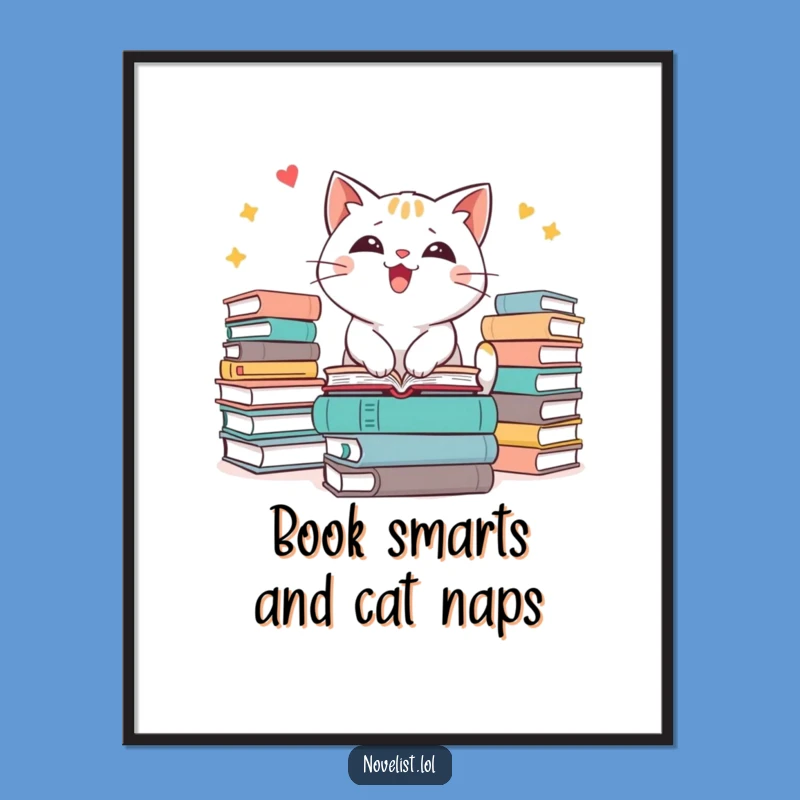 Free Printable Wall Art: Hilarious Book Cat Art, Funny Downloadable Decor for Book Lovers