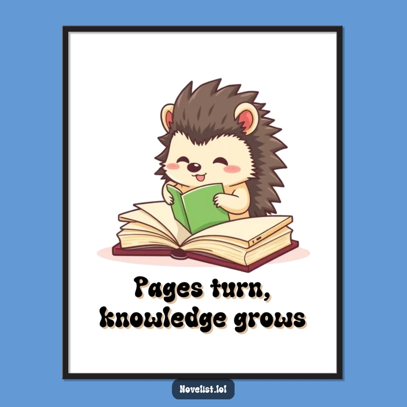 Free Printable Wall Art: Organized Hedgehog Book Pages Funny Downloadable Art