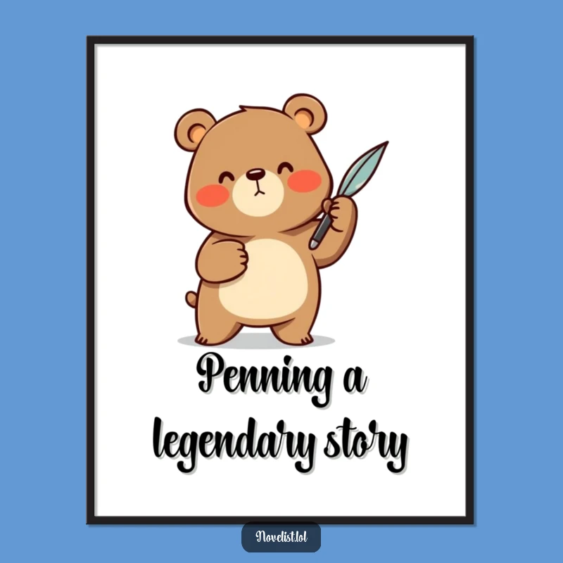 Free Printable Wall Art: Quill Bear - Hilarious Home Decor Gift for Dramal