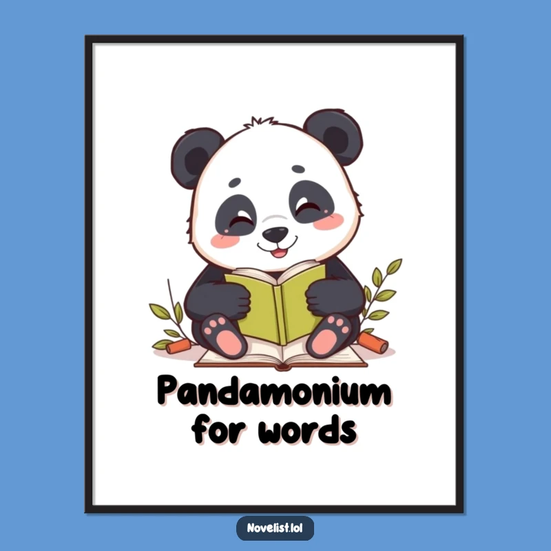 Funny Free Printable Panda Wall Art: Literary Scene, Humorous Downloadable Decor
