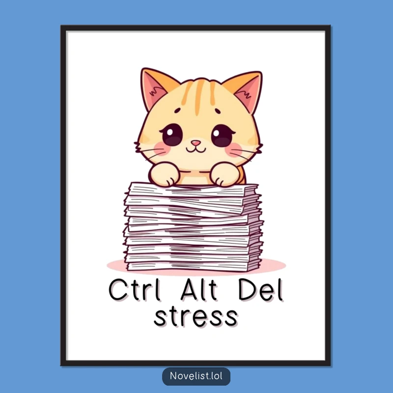 Funny Free Printable Wall Art: Pudgy Cat Paper Panic! Downloadable Laughs