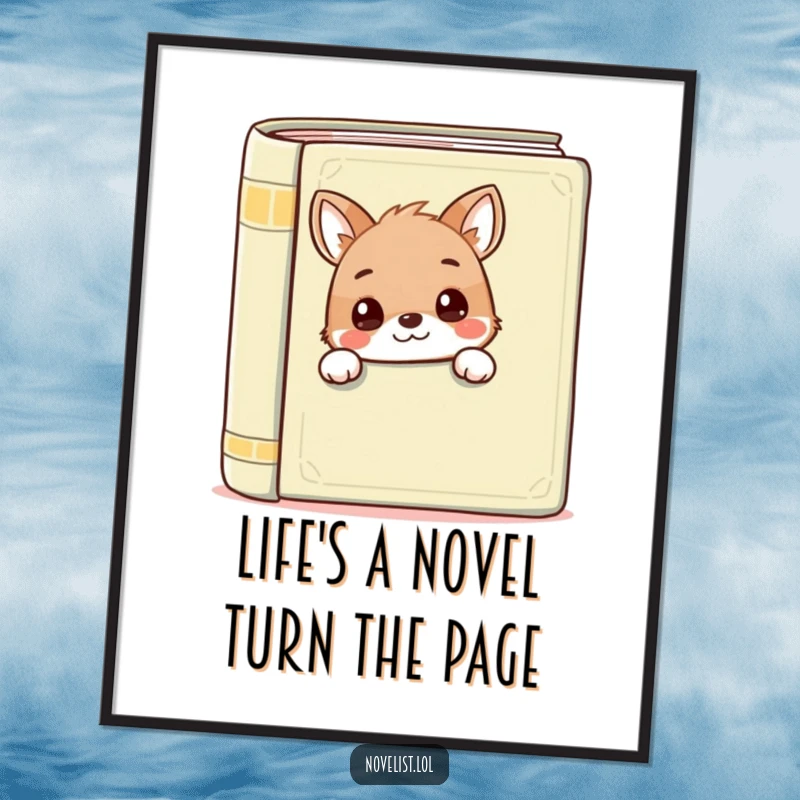 Funny Free Printable Wall Art: A curious animal peeking from behind a massive book, offering quirky, downloadable decor.