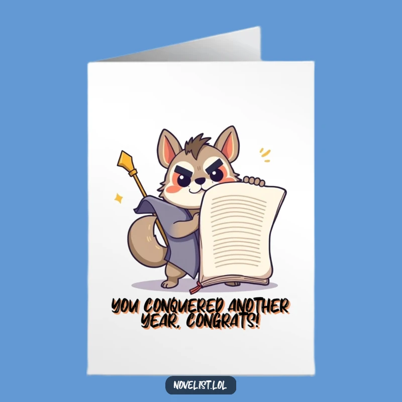 Free Printable Birthday Card: Animal Scholar Conquers Birthday Goals Hilariously
