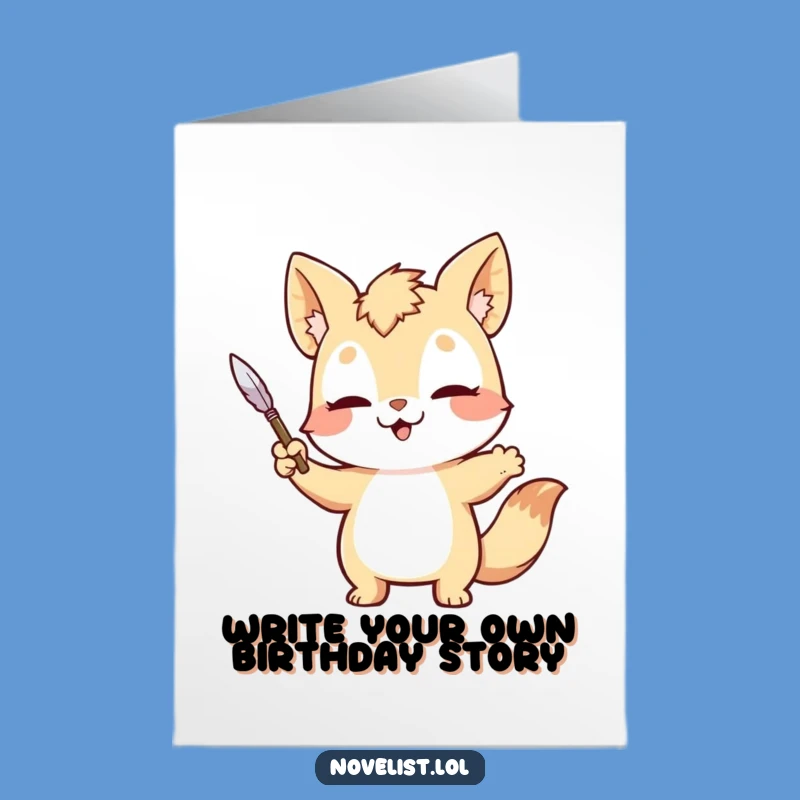 Free Printable Birthday Card: Dramatic Animal, Quill Pen, Funny Gesture, Downloadable Fun