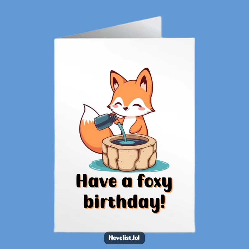 Free Printable Birthday Card: Fox Ink Well - Funny Downloadable Gift for Creative Minds