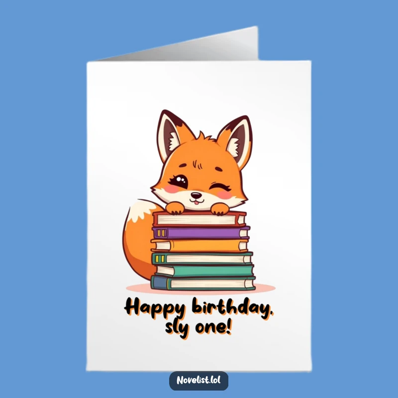 Free Printable Fox Birthday Card: Bookish Mischief, Funny Downloadable Gift