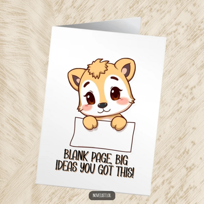 Funny Free Printable Birthday Card: Curious animal staring at a blank page, pondering life's mysteries, perfect for a laugh.