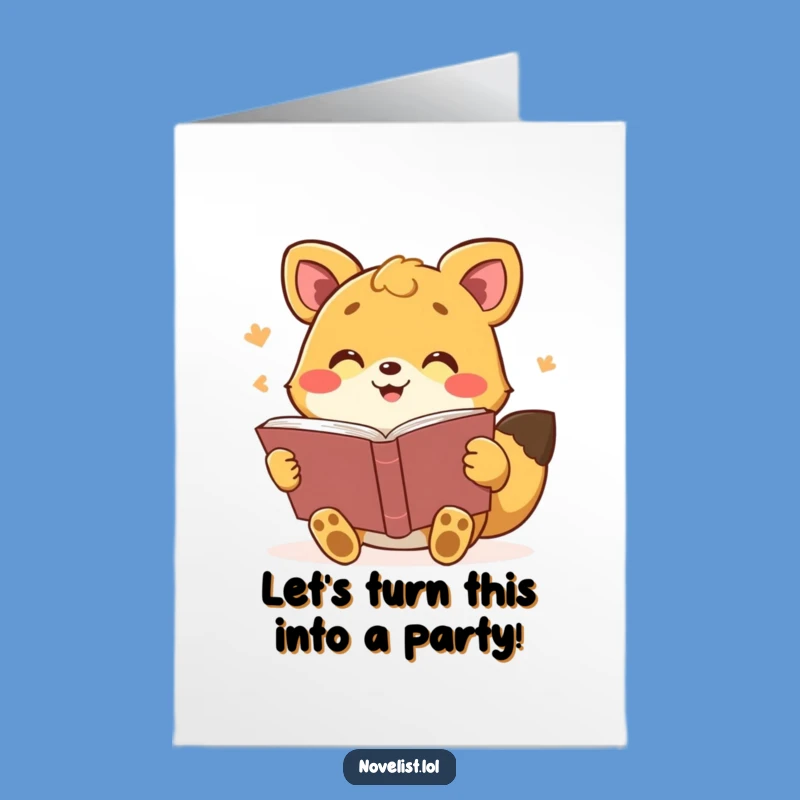 Free Printable Birthday Card: Expressive Animal Reading Aloud, Funny Bookworm Downloadable Gift