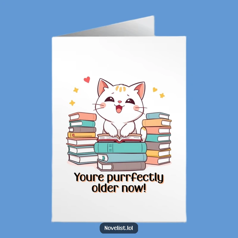 Free Printable Cat Birthday Card: Hilarious Bookworm Cat, Perfect DIY Funny Downloadable Gift