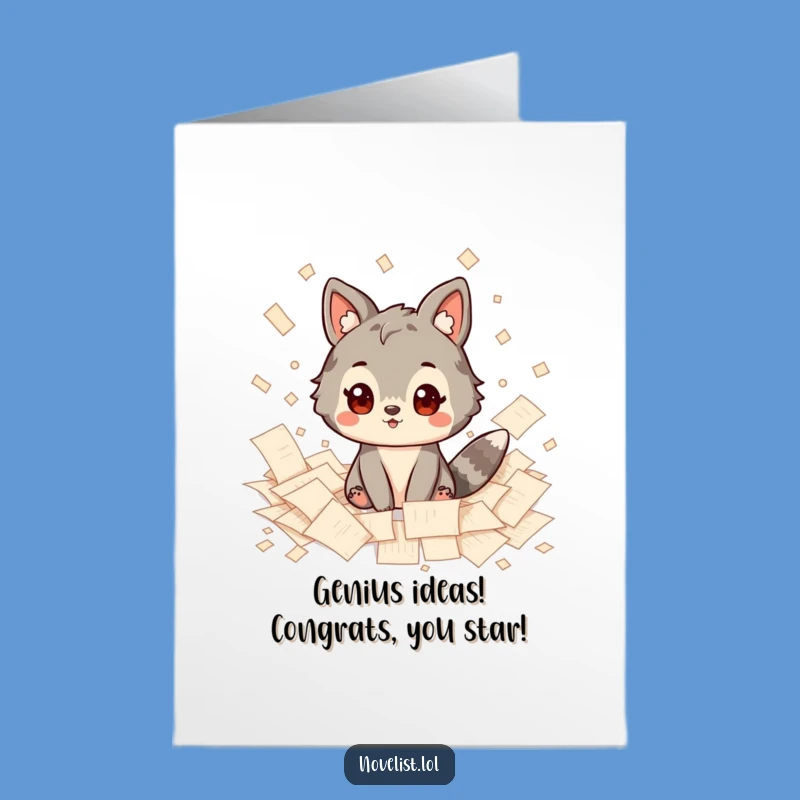 Free Printable Congrats Card: Inspired Animal Achiever with Papers Funny Downloadable Gift