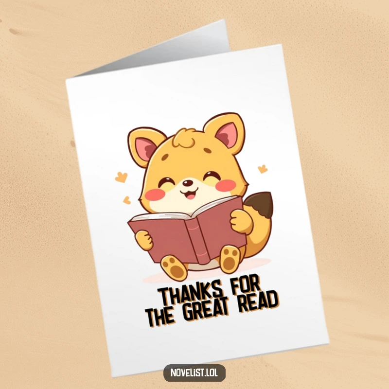 Funny Free Printable Thank You Card: An animal joyfully reading a book aloud with big, expressive gestures, conveying thanks.