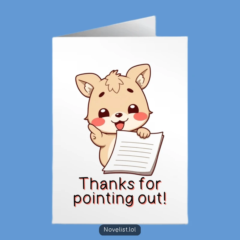 Free Printable Manuscript Thanks Card - Funny Downloadable Note for Appreciation