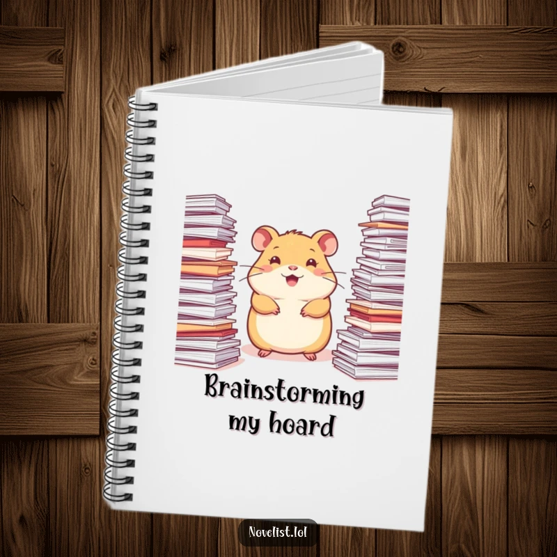 Funny Hamster Notebook: A happy hamster surrounded by stacks of paper, looking inspired, perfect for jotting ideas.