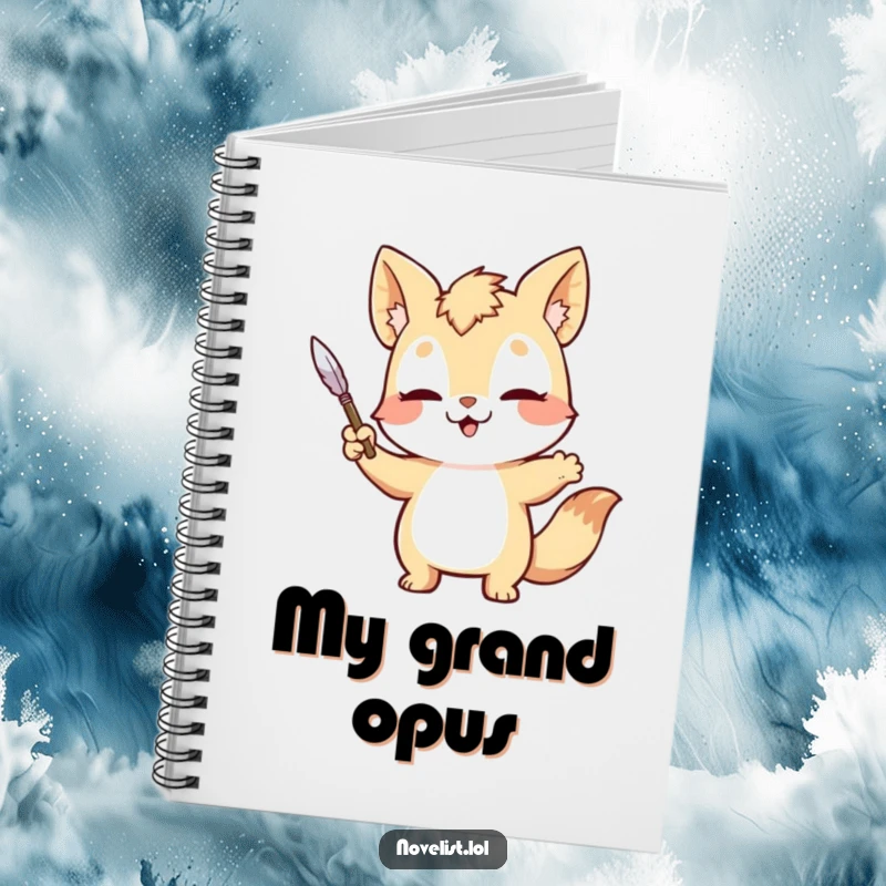 Funny Notebook: Animal dramatically gesturing with a quill pen, adding a dramatic and inspiring touch.