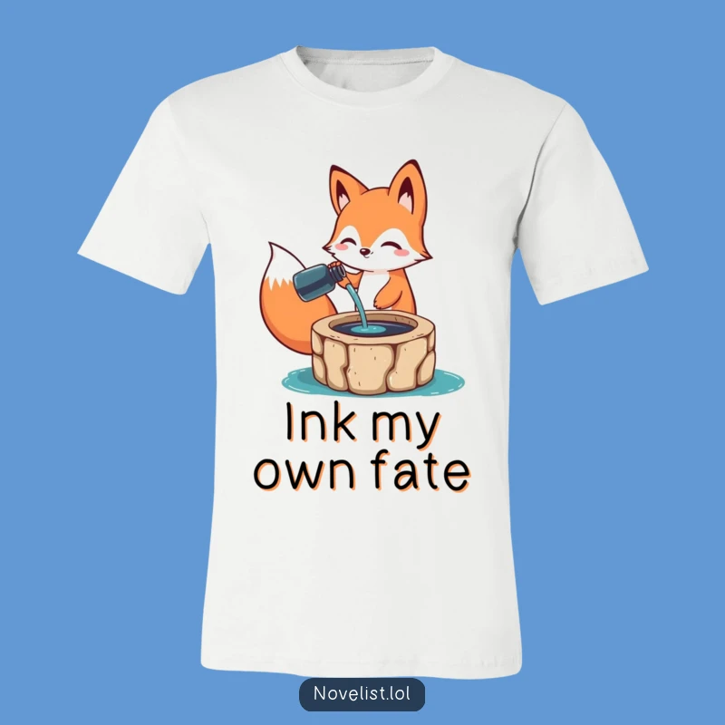 Funny Fox Artist T-Shirt: Happy Character Pouring Ink - Hilarious Creative Tee