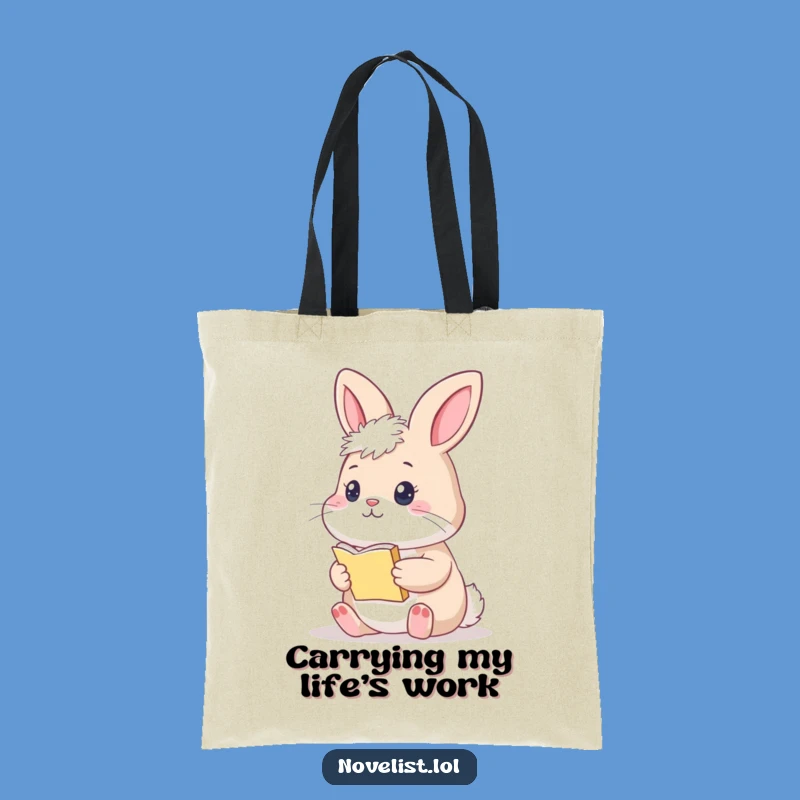Funny Thoughtful Bunny Manuscript Tote Bag: Carry Your Literary Treasures