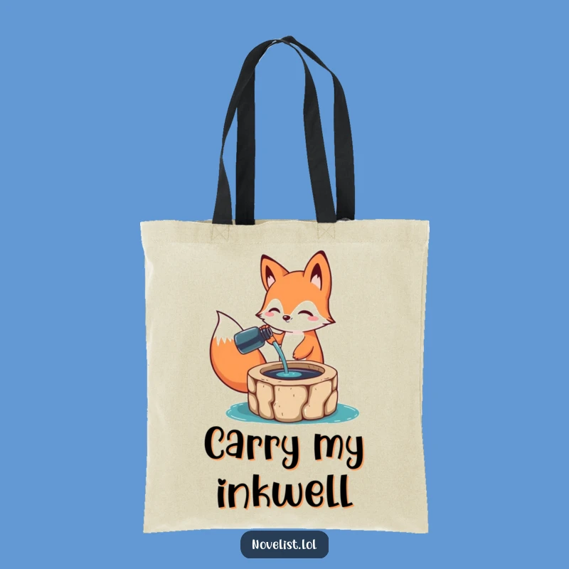 Funny Art Tote Bag: Happy Fox Pouring Ink - Hilarious Carryall for Creatives