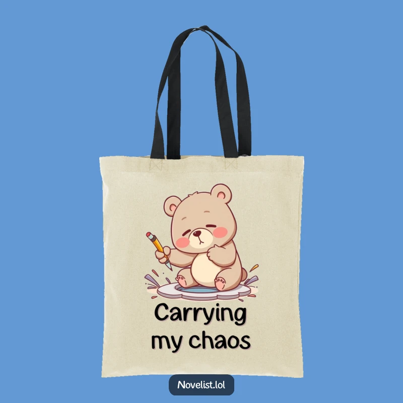 Funny Bear Plot Hole Tote Bag - Writer's Companion Carryall Gift