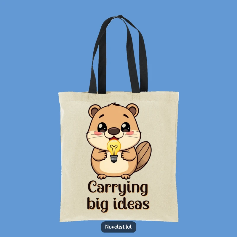 Funny Beaver Lightbulb Tote Bag - Brilliant Idea Carryall, Great Gift