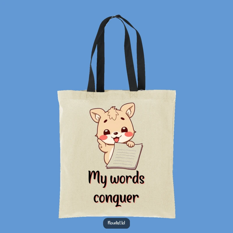 Funny Manuscript Tote Bag: Passionate animal pointing, perfect for scholars.